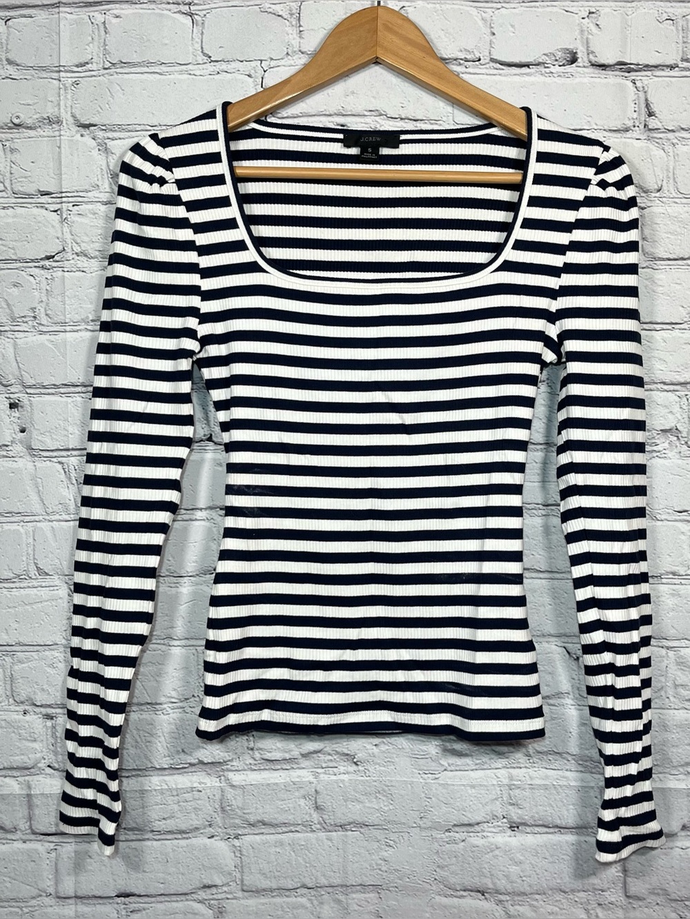 J Crew Striped Top Shirt Womens Size Small Boatneck Blue White Nautical